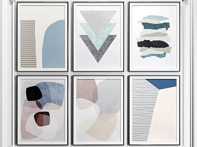Geometric Abstract Wall Art With Soft Colors And Multiple Panel Decor 3d model