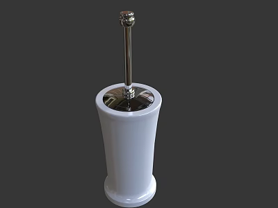 Modern Toilet Brush With White Ceramic Holder And Stainless Steel Handle 3d model