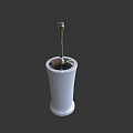 Modern Toilet Brush With White Ceramic Holder And Stainless Steel Handle
