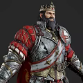 Realistic Ancient King Realistic King Leader Ancient Medieval Crown Axe Shield Armor Movie Game 3d model