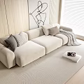 Modern three-seat sofa multiplayer sofa 3d model