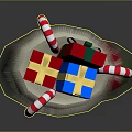 Festive Red Green Christmas Stocking with Snowflake Patterns Stuffed with Gifts and Candy Canes