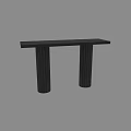 Minimalist Black Dining Table With Textured Column Legs And Sleek Surface 3d model