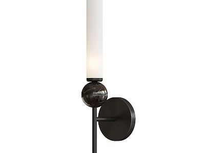 Modern Wall Lamp With Metal Frame Round Base And White Glass Shade 3d model