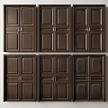 Dark Wooden Double Doors With Various Panel Designs For Home Interior 3d model
