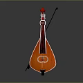 Orange Wooden Lute Shaped Decorative Household Item With Strings And Bow