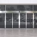 Modern Glass Double Doors With Metal Frame For Commercial Building Entrance