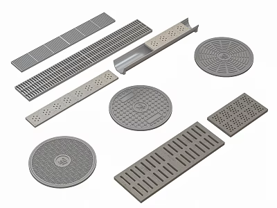 Metal Drainage Grates And Manhole Covers In Various Shapes And Designs 3d model