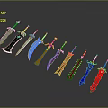 Colorful Fantasy Swords Weapon Collection With Various Designs And Bright Colors