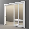 Contemporary White Sliding Doors With Glass Panels And Frame For Home Interior