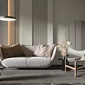 Modern combination sofa side table combination 3d model
