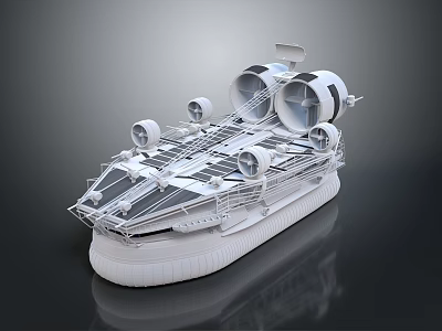 Modern Wooden Boat Design With Propellers Engines And Inflatable Base Structure 3d model