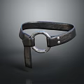 Black Leather Bracelet With Metal Ring Buckle And Two Rivets Minimalist Design