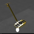 Yellow Industrial Material Handling Tool With Long Handle Wheels And Black Platform