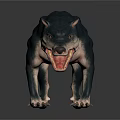 Ferocious Dark Blue Wolf Like Game Movie Character With Open Mouth Sharp Teeth And Claws