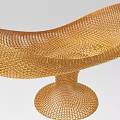 Decorative Golden Curved Ornament Set Featuring Woven Texture And Circular Base 3d model