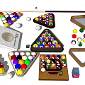 Premium Billiard Sports Equipment Including Colored Balls Cue Sticks Triangle Racks And Cases