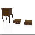 Classic Wooden Nightstand With Curved Legs Shelves And Storage Drawers