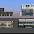 Modern Office Building Exterior Designs With Glass Curtain Wall And Multi Storey Structures