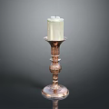 Elegant Decorative Copper Candlestick With White Candle And Ornate Base Design