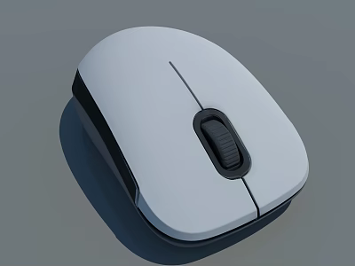 Sleek White Wireless Computer Mouse With Black Accents And Modern Design 3d model