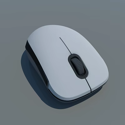 Sleek White Wireless Computer Mouse With Black Accents And Modern Design 3d model