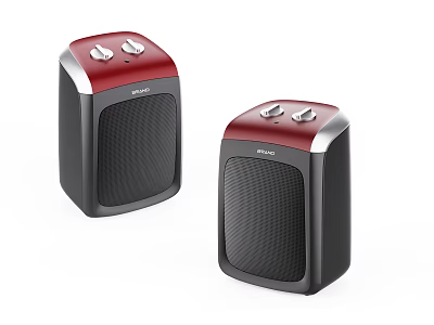 Philips Red And Black Desktop Speakers With Control Knobs Modern Design 3d model