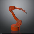 Red Industrial Robotic Arm Equipment With Mechanical Gripper And Stable Base