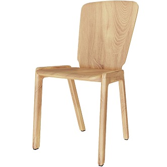 Solid wood dining chair 3d model