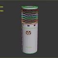 White Cylindrical Decorative Ornament Combination With Dark Brown Layers And Purple Logo