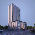 Modern High Rise Office Building With Glass Facade Parking Area And Surrounding Trees