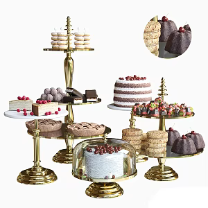 Cake Pastry Dessert Afternoon Tea 3d model