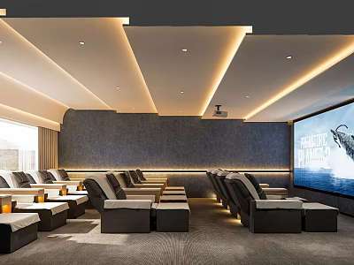 Modern Luxury Cinema Interior With Reclining Seats And Large Screen 3d model