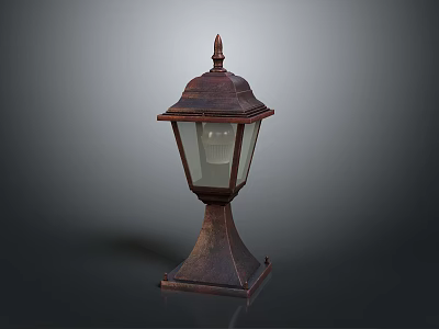 Antique Brass Outdoor Lantern Featuring Glass Panel And Square Design 3d model