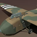 Military Fighter Aircraft With Camouflage Paint Green Brown Black White Striped Wings Round Insignia