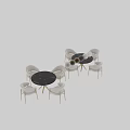Modern Dining Table Set With Marble Tabletop And Upholstered Chairs Gold Legs
