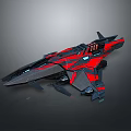 Sleek Red And Black Sci Fi Spaceship Model With Futuristic Design Details