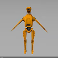 Orange Robot 3D Design Featuring Mechanical Structure And Humanoid Features 3d model