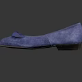 Elegant Blue Suede Ballet Flats With Bow Detail And Classic Design