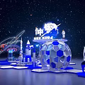 Space Themed Check In Photo Spot With Space Station Rocket Globe And Starry Sky Backdrop