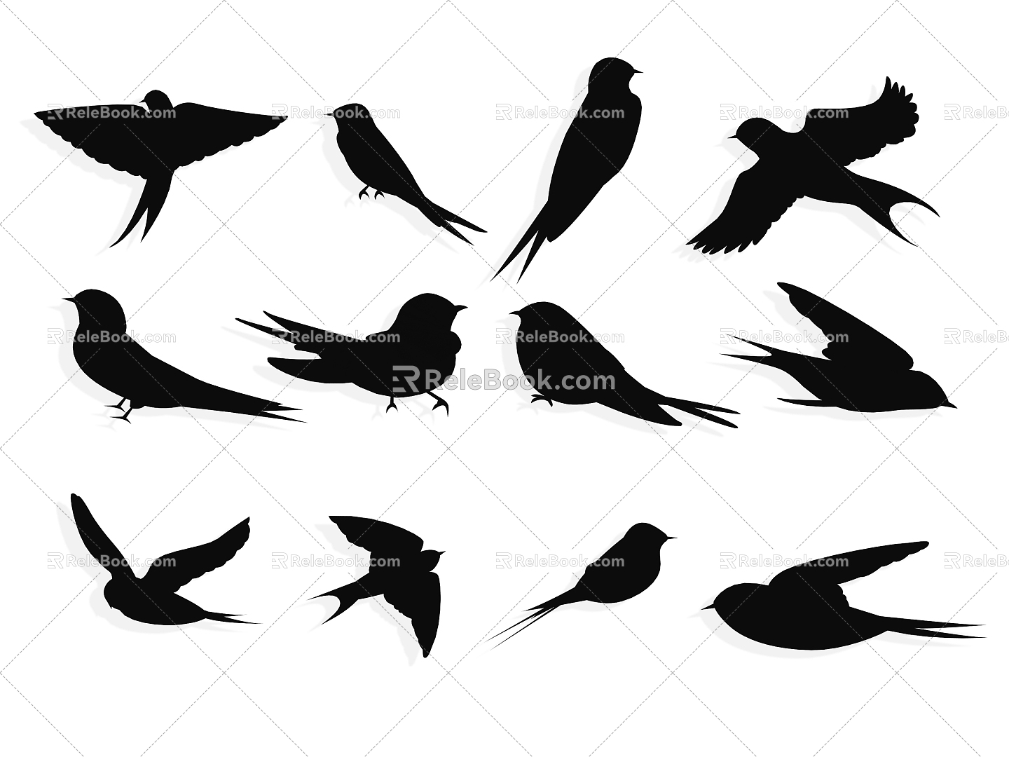 Swallow silhouette flying bird bird pigeon animal wings peace pigeon flying decoration animal wall decoration icon spring silhouette 3d model