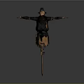 Traditional Scarecrow With Hat And Outstretched Arms On Wooden Pole