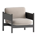 Single Sofa With Black Frame And Light Gray Cushion Modern Design Armrests 3d model