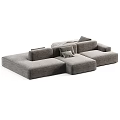 Modern Modular Sofa Interior With White Pink Sections Pillows And Soft Blankets 3d model