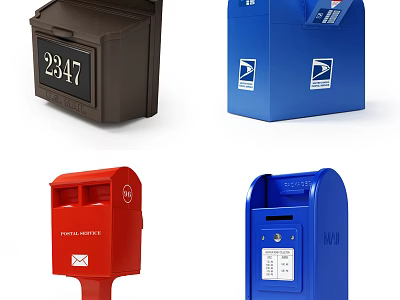 Public Mailboxes With Various Colors And Designs For Community Postal Services 3d model