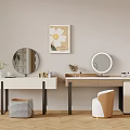 Cream Style Dressing Table Locker 3d model