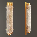 Elegant Crystal Wall Sconces With Golden Frame And Hanging Crystal Strands