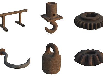 Durable Hardware Tools With Metal Brackets Hooked Components Gears And Weights 3d model