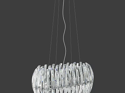 Elegant Modern Crystal Chandelier With Circular Design And Transparent Glass Strands 3d model