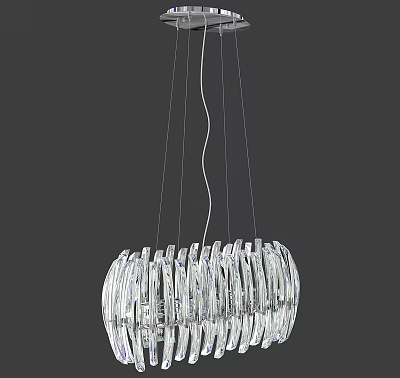 Elegant Modern Crystal Chandelier With Circular Design And Transparent Glass Strands 3d model